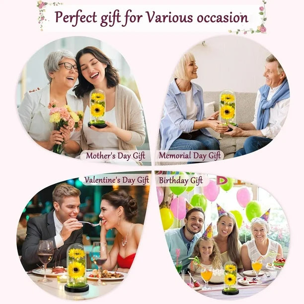 Sunflower Glass Dome Lamp