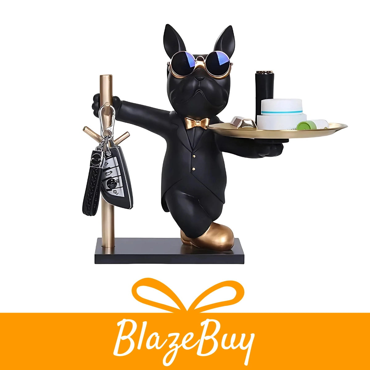 Bulldog Decorative Tray Statue