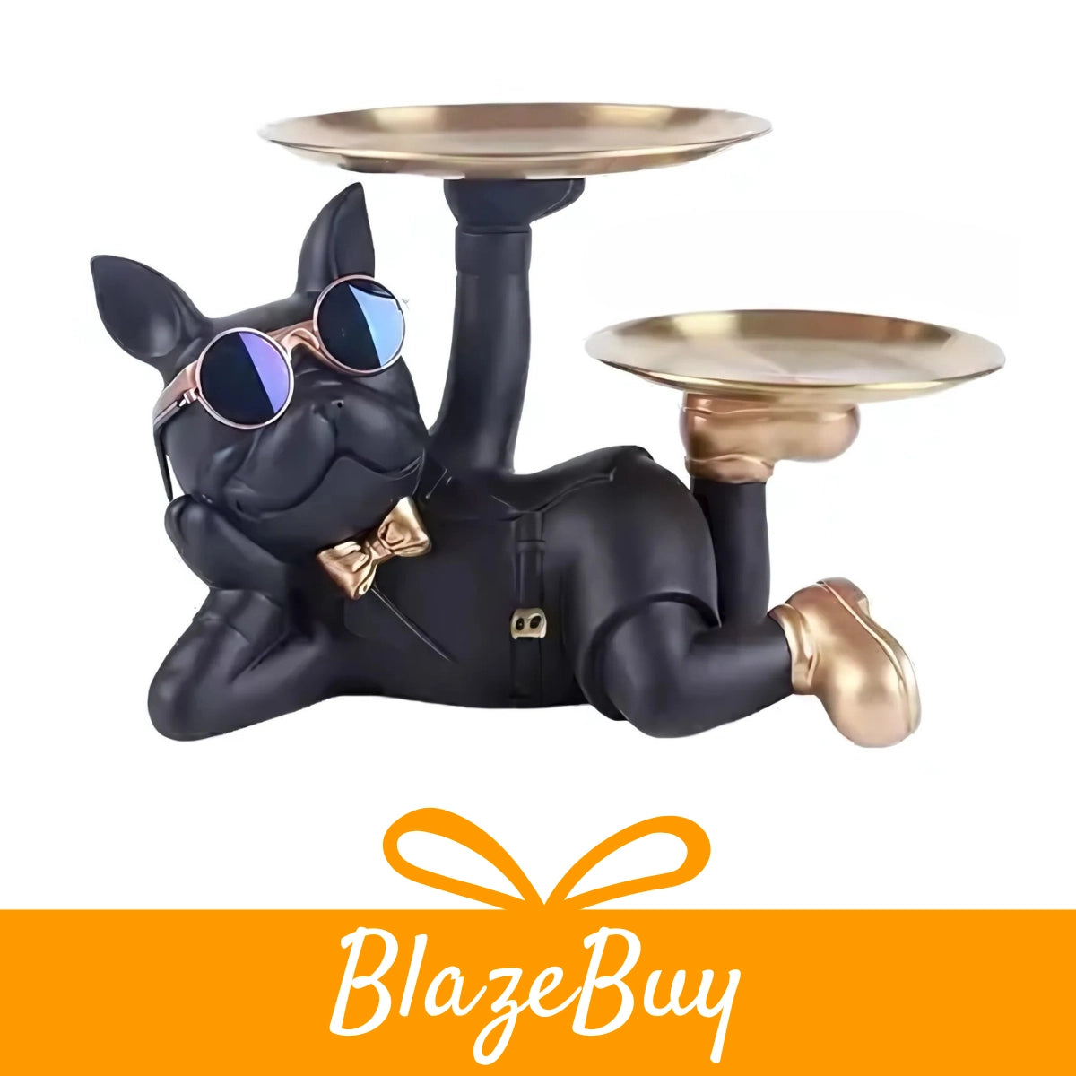 Bulldog Decorative Tray Statue