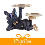 Bulldog Decorative Tray Statue