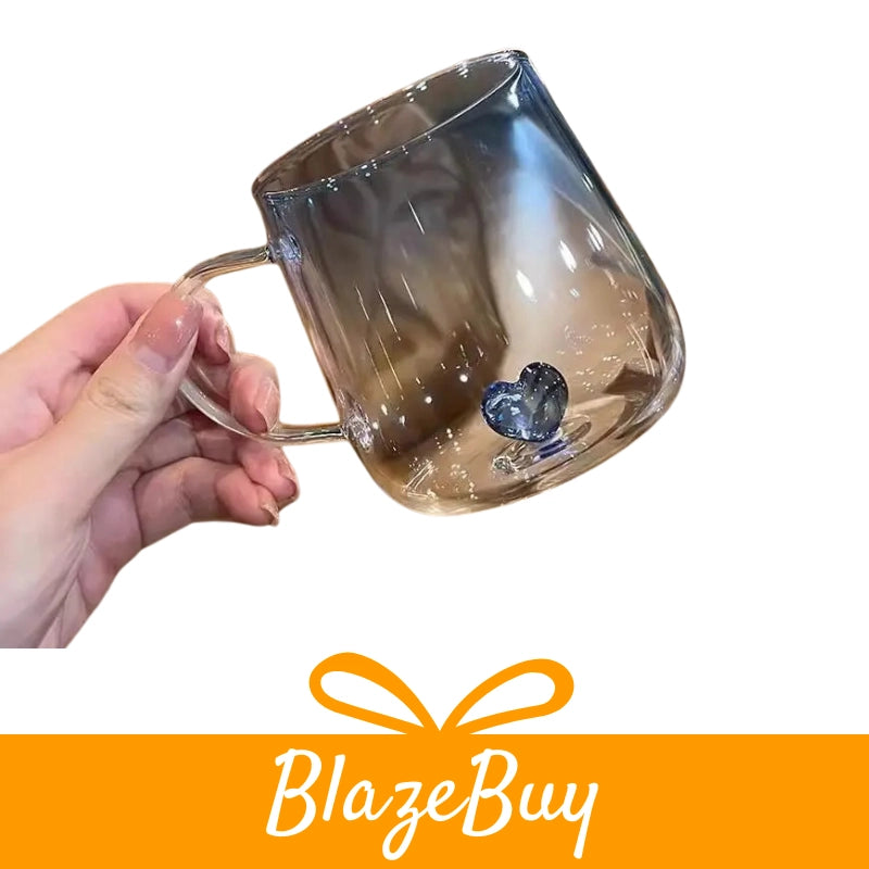 3D Heart Design Glass Cup