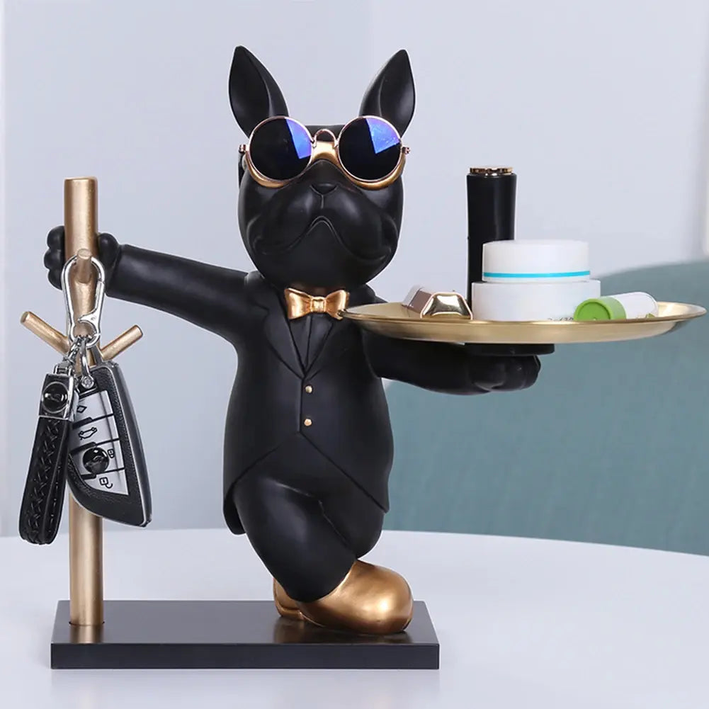 Bulldog Decorative Tray Statue