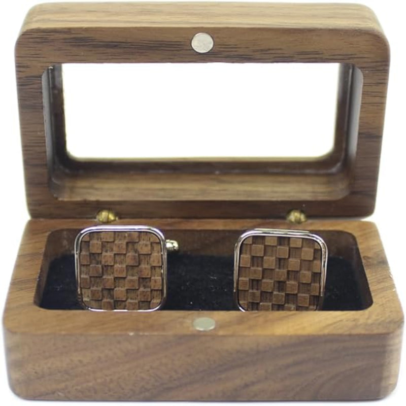 Rustic Walnut Wood Cufflinks Set