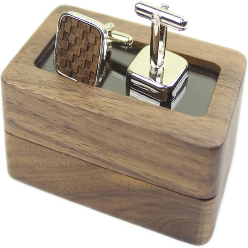 Rustic Walnut Wood Cufflinks Set
