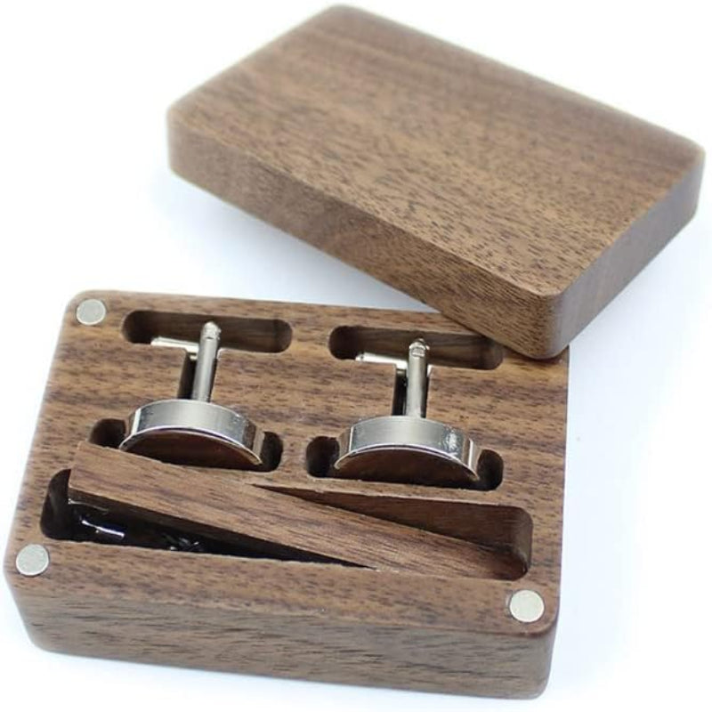 Rustic Walnut Wood Cufflinks Set