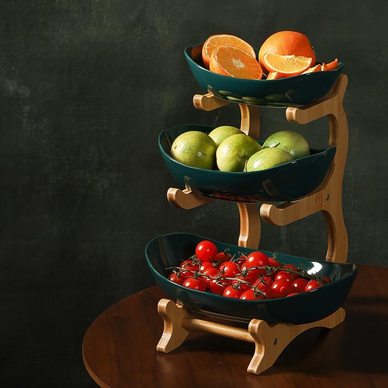 Three-Tier Ceramic Fruit Bowl
