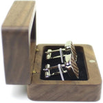 Rustic Walnut Wood Cufflinks Set