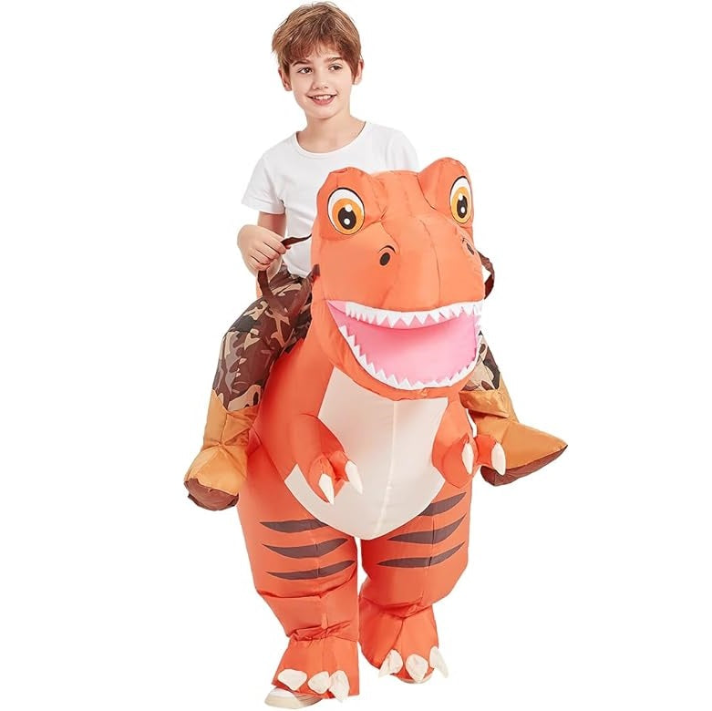 Inflatable Dinosaur Ride-On Set