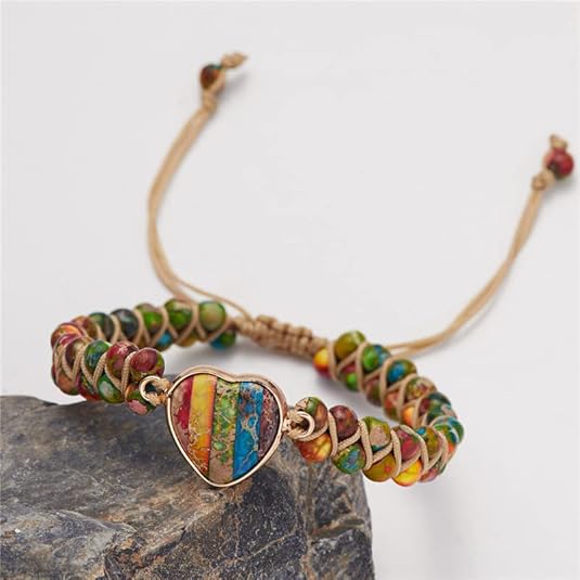 Heart Jasper Braided Bracelet