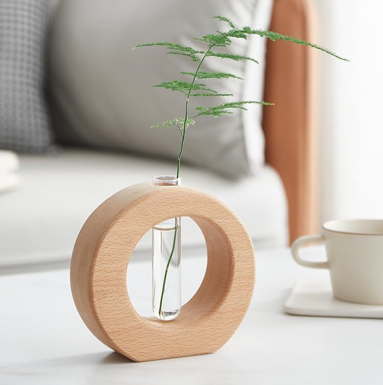 Wooden Frame Glass Vase Collection