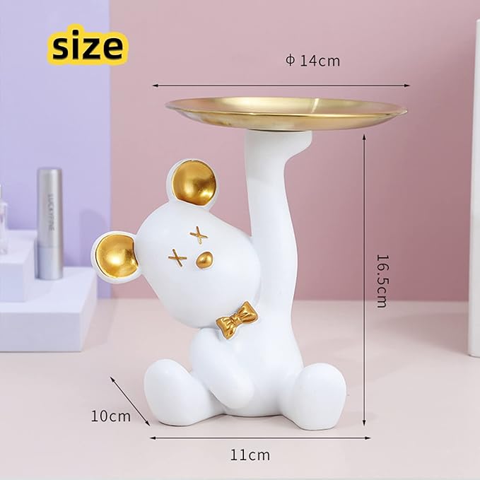 Resin Bear Figurine with Tray