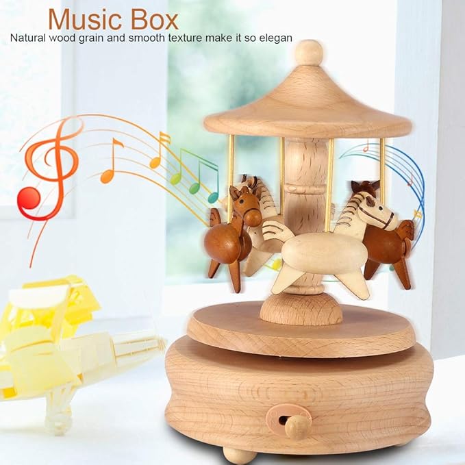 Wooden Carousel Music Box