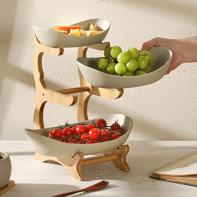 Three-Tier Ceramic Fruit Bowl