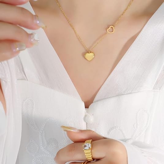 Gold Double Heart Necklace