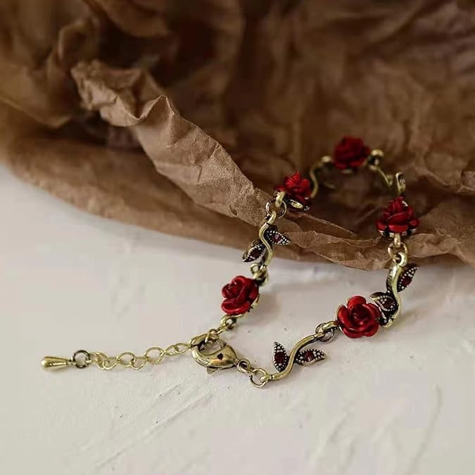 Vintage Rose Flower Bracelet