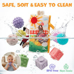 JoyCat Baby Toys 6-12 Months, Montessori Sensory Baby Toy Set with Stacking Cups, Soft Blocks, Tissue Box Toy, Spinner Toys, Sensory Balls, Cloth Book, Infant Learning Toys, Baby Shower Gift