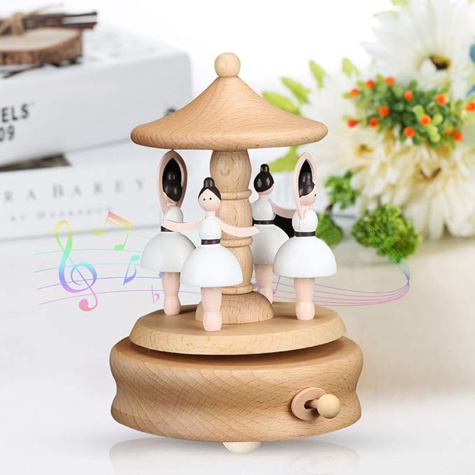 Wooden Carousel Music Box