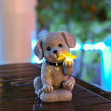 Solar Dog Statue with Butterfly