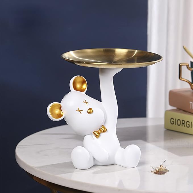Resin Bear Figurine with Tray