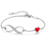 CDE Infinity Heart Birthstone Charm Link Bracelet for Women 925 Sterling Silver Adjustable Mother's Day Christmas Day Gift Anniversary Birthday Jewelry for Wife Girlfriend Her