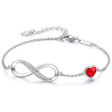 CDE Infinity Heart Birthstone Charm Link Bracelet for Women 925 Sterling Silver Adjustable Mother's Day Christmas Day Gift Anniversary Birthday Jewelry for Wife Girlfriend Her