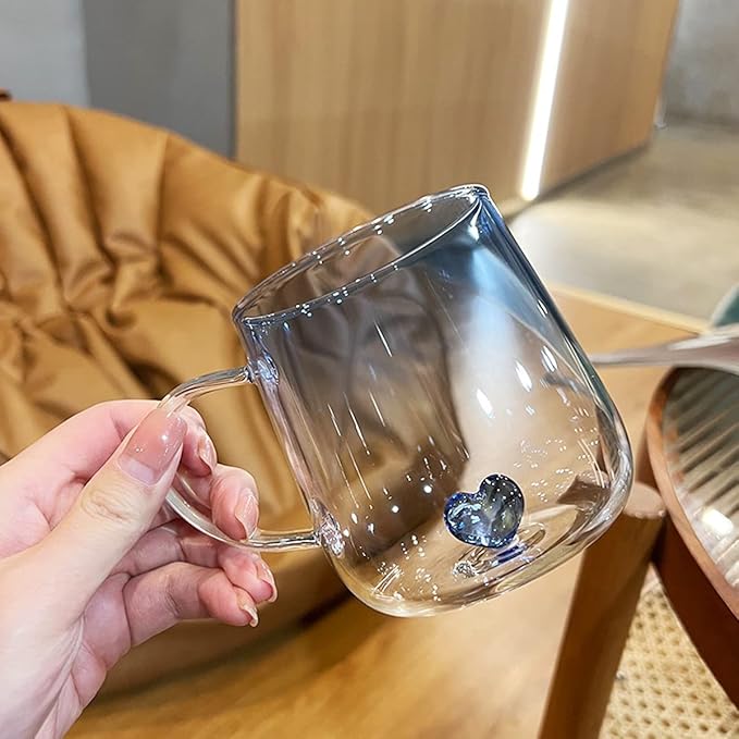 3D Heart Design Glass Cup