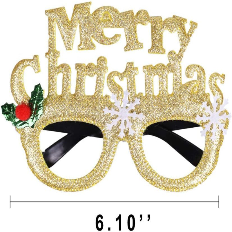 Max Fun 12 marcos de gafas de Navidad con purpurina para fiestas, accesorios de decoración de Navidad, accesorios de disfraz para fiestas de Navidad, recuerdos de vacaciones (talla única)