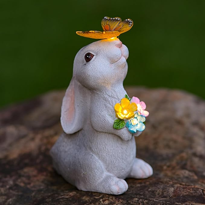 Solar Bunny Garden Statue