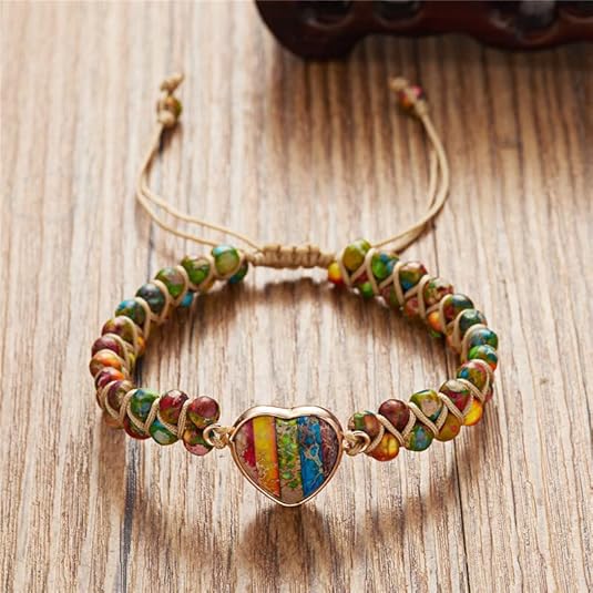 Heart Jasper Braided Bracelet