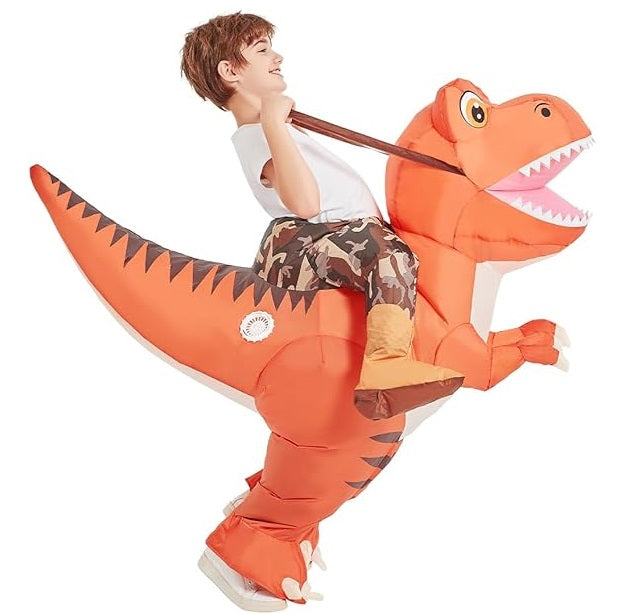 Inflatable Dinosaur Ride-On Set