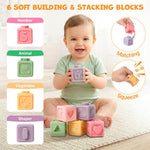 JoyCat Baby Toys 6-12 Months, Montessori Sensory Baby Toy Set with Stacking Cups, Soft Blocks, Tissue Box Toy, Spinner Toys, Sensory Balls, Cloth Book, Infant Learning Toys, Baby Shower Gift