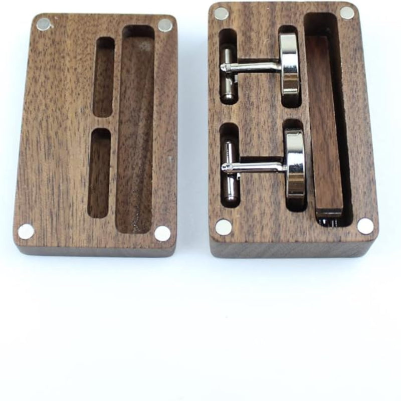 Rustic Walnut Wood Cufflinks Set