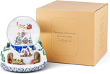 Papá Noel giratorio musical volando sobre la aldea, nevada automática, tren, globo de nieve de Navidad, caja de música para mujeres, esposa, mamá, novia, hija, regalo de Navidad, reproduce 48 villancicos clásicos de Navidad
