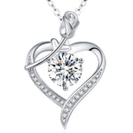 Rose Heart Pendant Necklace for Wife Moissanite Lab-Created Gem Jewelry for Women I Love You Wedding Anniversary Birthday Christmas Valentines Engagements Mothers Day for Her Girlfriend Mom Daughter