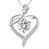 Rose Heart Pendant Necklace for Wife Moissanite Lab-Created Gem Jewelry for Women I Love You Wedding Anniversary Birthday Christmas Valentines Engagements Mothers Day for Her Girlfriend Mom Daughter