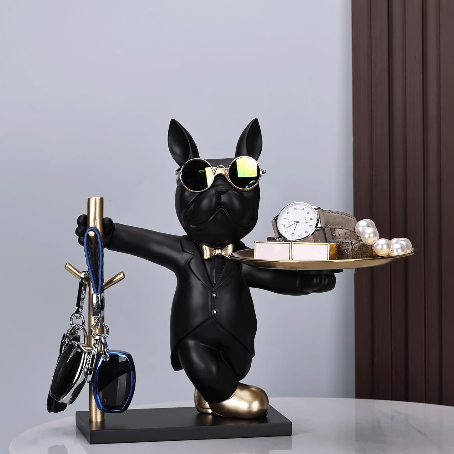 Bulldog Decorative Tray Statue