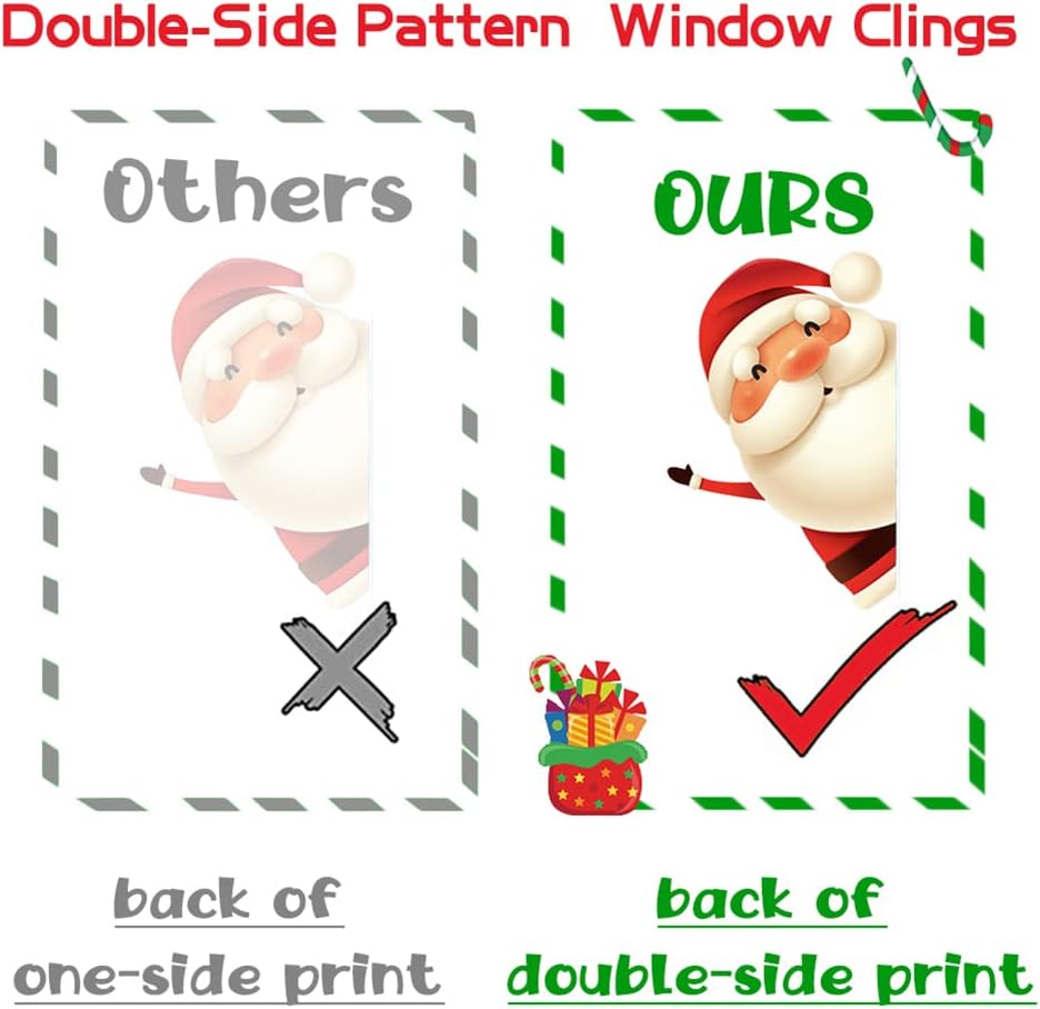 XIMISHOP - 82 calcomanías para ventana con diseño de Navidad, decoración navideña, copos de nieve, Papá Noel, renos, para fiestas