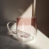 3D Heart Design Glass Cup