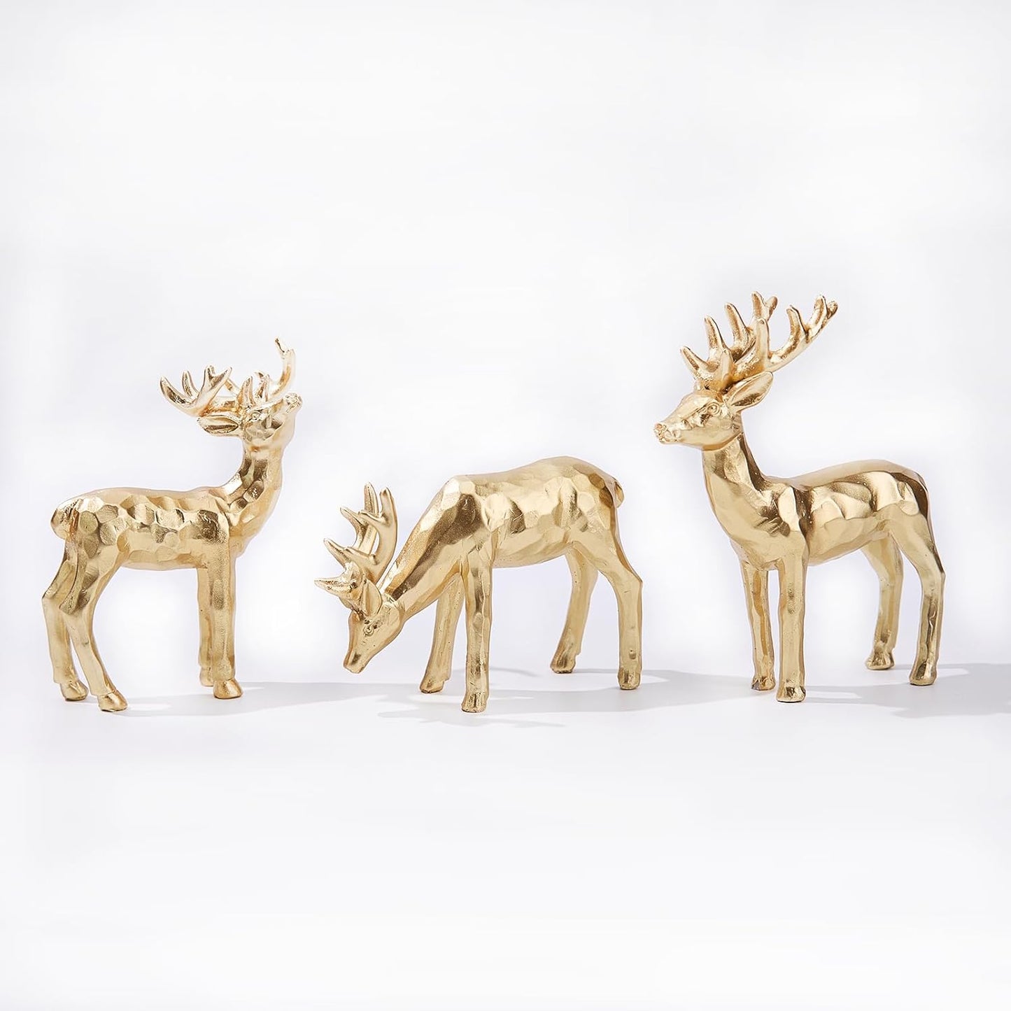 Gold Reindeer Figurine Set