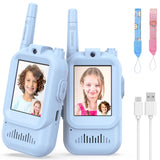 Walkie Talkies for Kids Pack of 2, Rechargeable Long Range Two Way Radios Toys for Boys Girls Age 3-5, Outdoor Adventure Camping Hiking, Birthday with Pink Blue Design