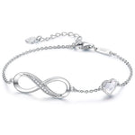 CDE Infinity Heart Birthstone Charm Link Bracelet for Women 925 Sterling Silver Adjustable Mother's Day Christmas Day Gift Anniversary Birthday Jewelry for Wife Girlfriend Her