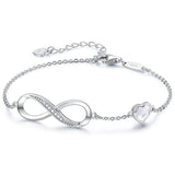 CDE Infinity Heart Birthstone Charm Link Bracelet for Women 925 Sterling Silver Adjustable Mother's Day Christmas Day Gift Anniversary Birthday Jewelry for Wife Girlfriend Her