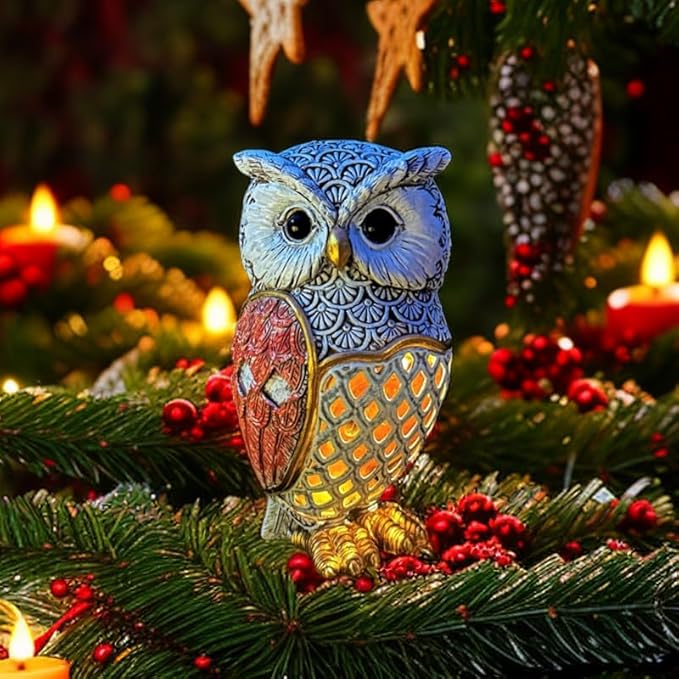 Solar Owl Garden Statue