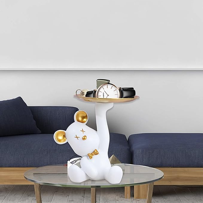 Resin Bear Figurine with Tray