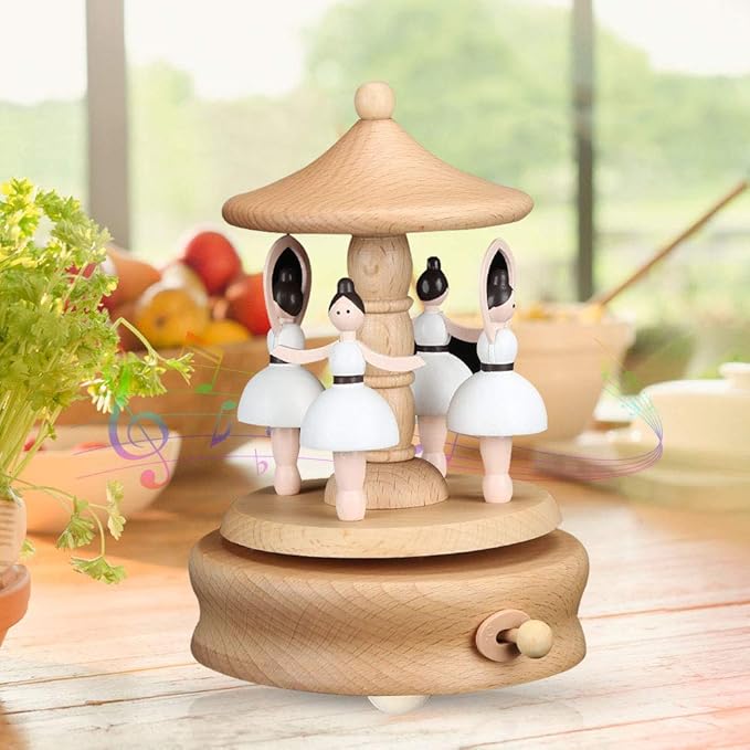 Wooden Carousel Music Box