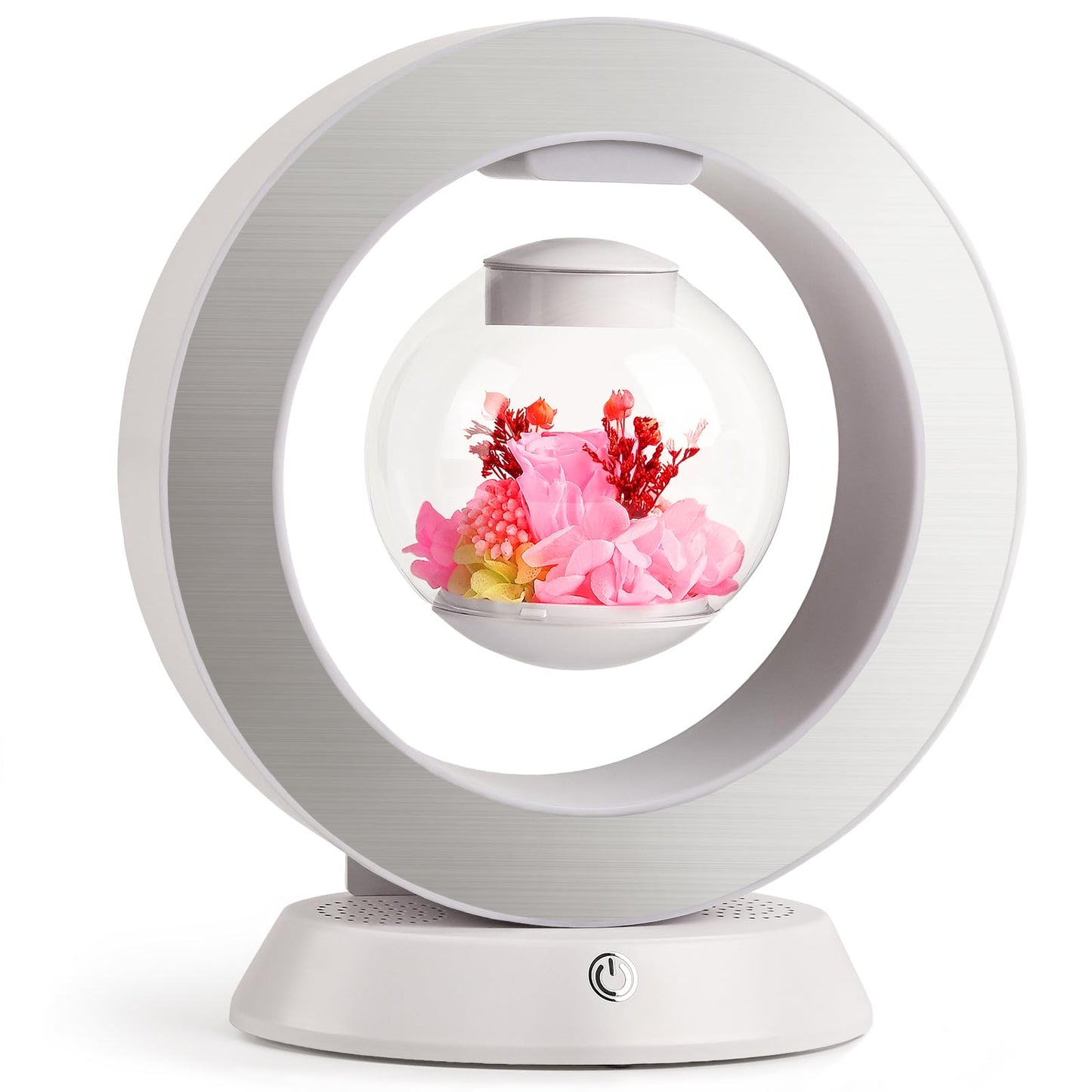 LoveLin Heart Preserved Rose Flowers with Bluetooth Speakers, 5W Pink Magnetic Levitation Table Lamp with Variable Color LED Light, Unique Forever Flower Gift for Women, Girls, Mother and Grandma