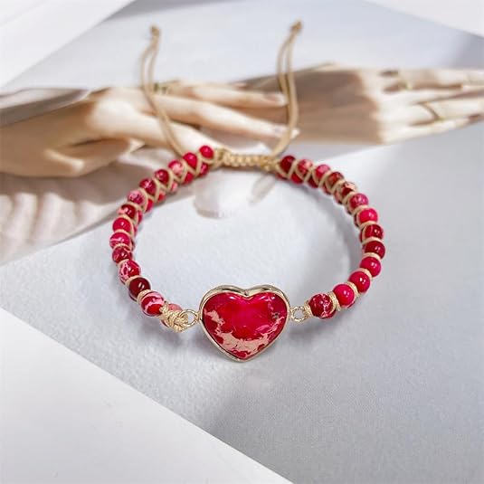 Heart Jasper Braided Bracelet