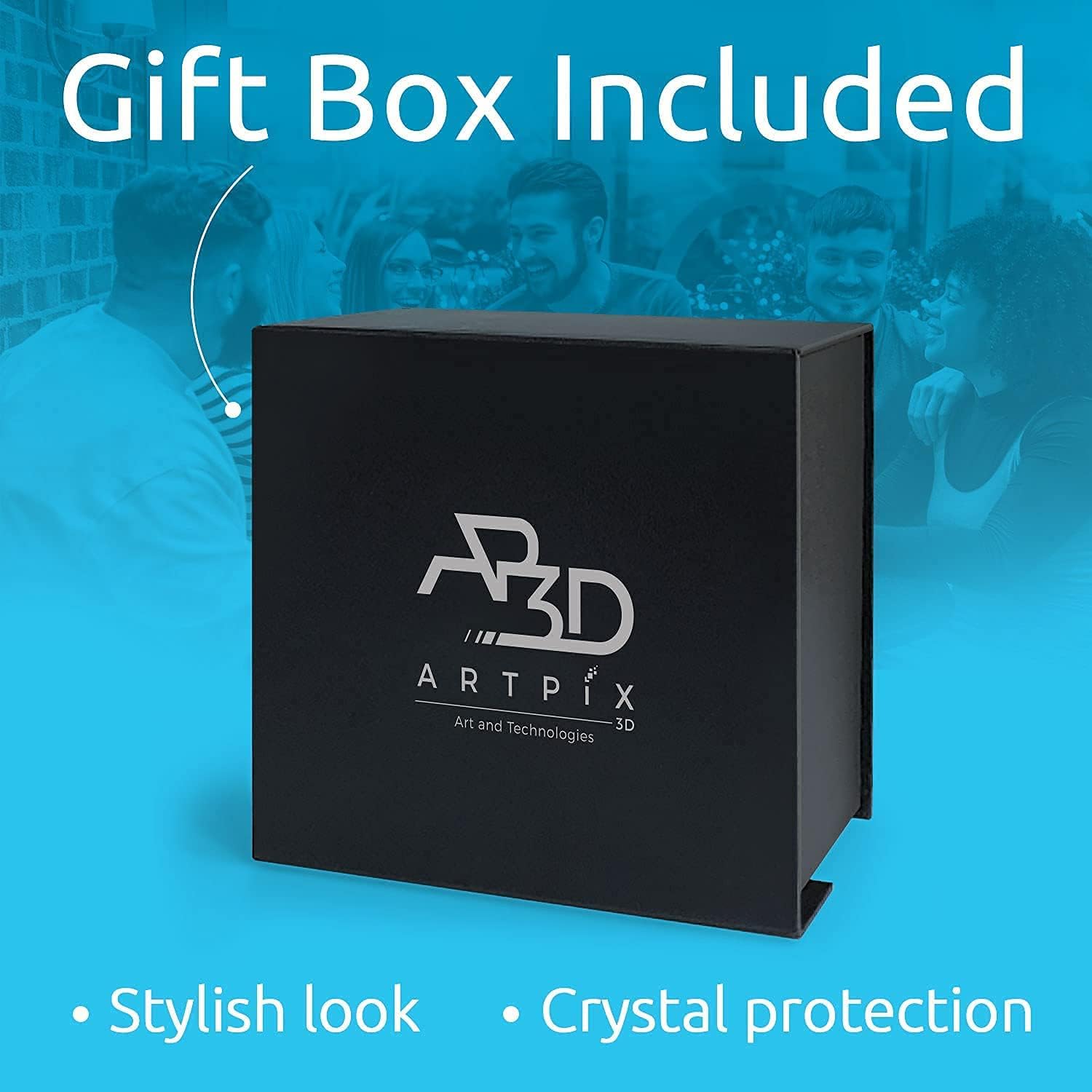 ArtPix 3D Crystal Photo, Christmas Personalized Gifts for Women, Wife, Her, Mom, Him, Men, Mother, Great Xmas Customized Unique Gift Idea with Your Own Photo, Custom Glass 3D Laser Etched Picture
