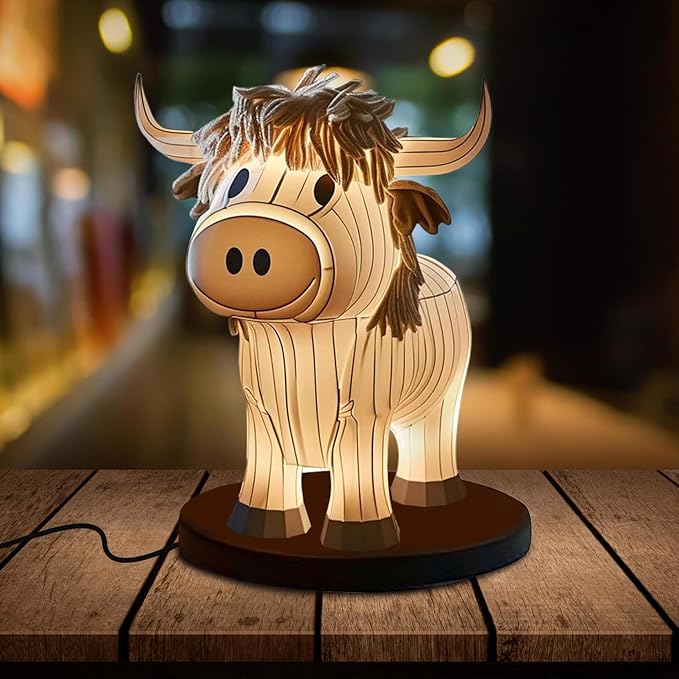 Highland Cow Resin Table Lamp