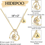 Hidepoo Unicorn Gifts for Girls Necklace - Colorful CZ Heart Pendant Initial Unicorn Necklaces for Girl Kids Litter Girl Unicorns Jewelry Birthday Gifts for Girls Kids